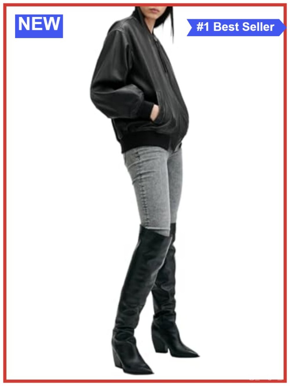 100% Leather Oversized Bomber Jacket Relaxed Fit Aviator